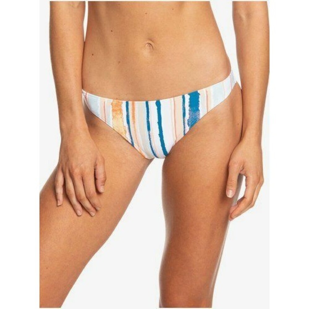 Roxy Beach Classics Moderate Bikini Bottom M Bright White River Striped